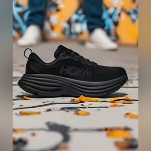 HOKA One One Bondi 8 Men Black Running Shoes Hoka